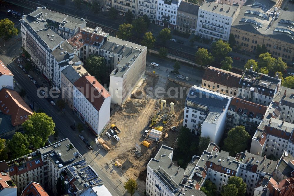 Aerial photograph Berlin OT Mitte - View of the new construction project Kastanienallee 63-64 in the district of Mitte in Berlin