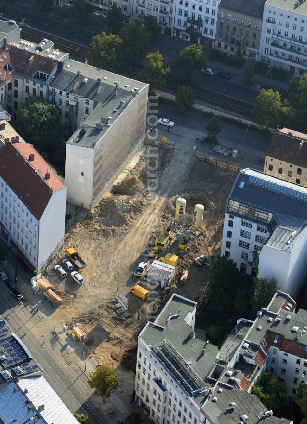 Berlin OT Mitte from above - View of the new construction project Kastanienallee 63-64 in the district of Mitte in Berlin