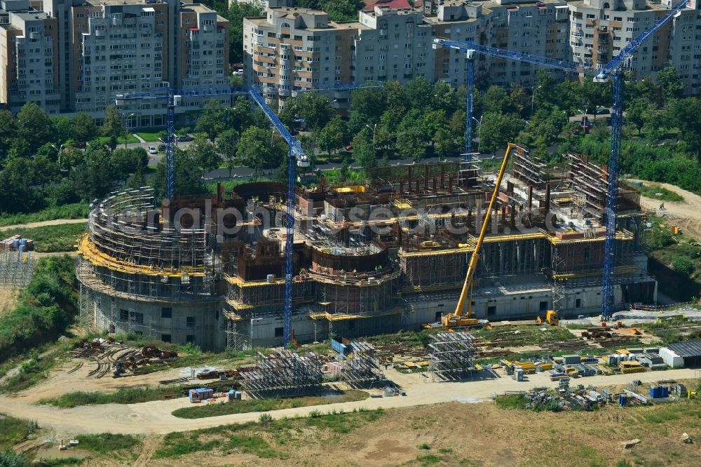 Bukarest from the bird's eye view: View of the new construction project of the Romanian People's Salvation Cathedral in Bucharest in Romania