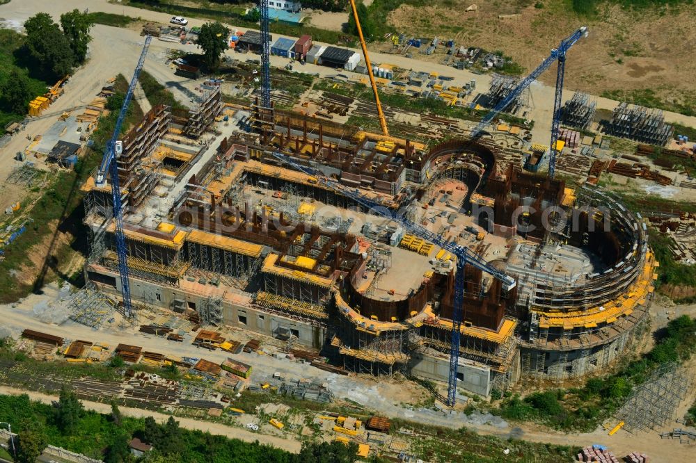 Aerial photograph Bukarest - View of the new construction project of the Romanian People's Salvation Cathedral in Bucharest in Romania