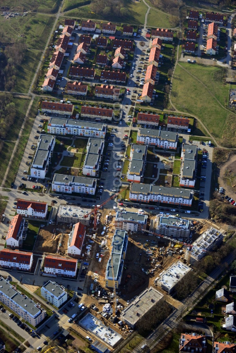 Glienicke/Nordbahn from above - View of the new construction project Sonnengarten Glienicke in Glienicke / Nordbahn in the state of Brandenburg