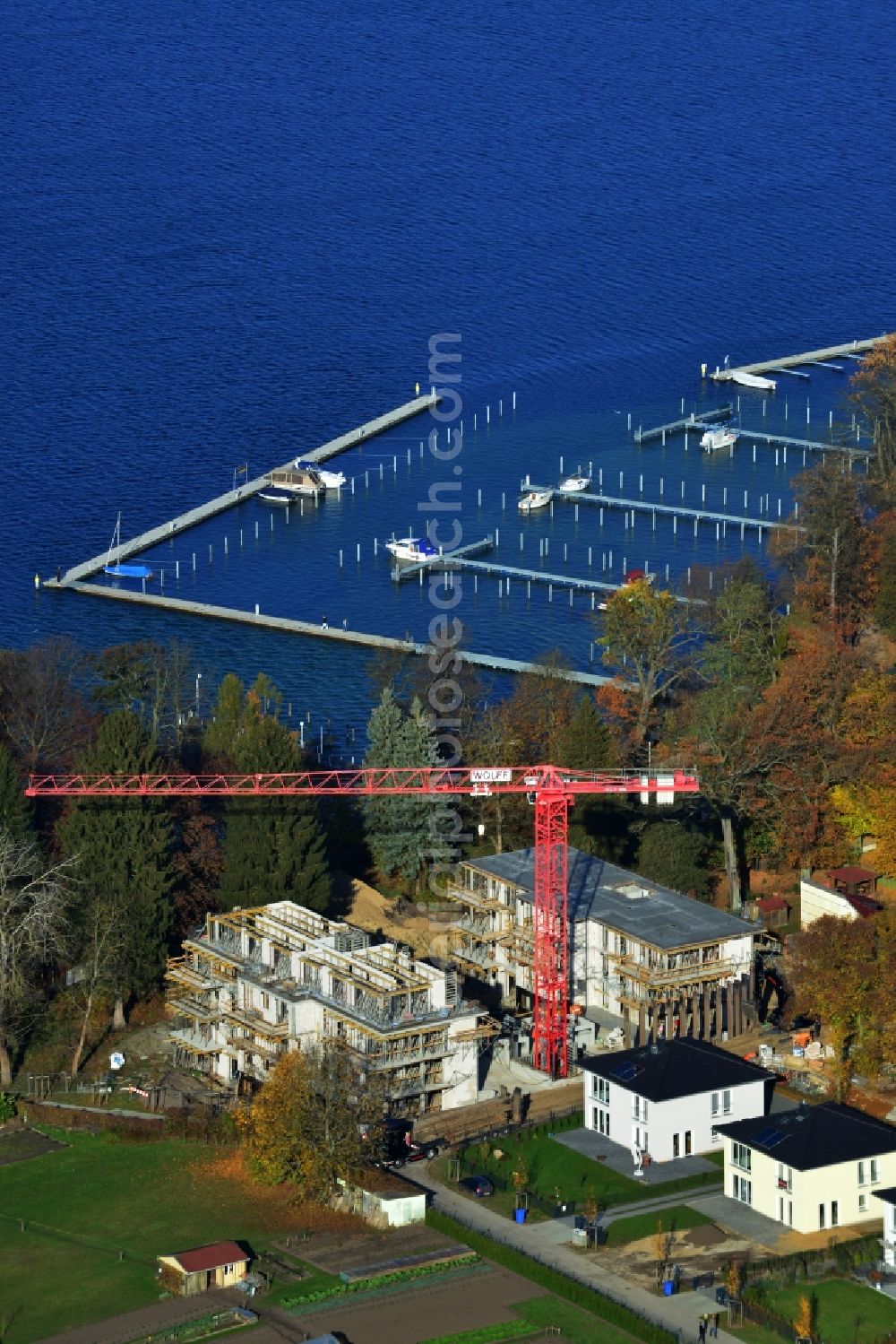 Aerial image Schorfheide OT Altenhof - View of the new construction project Sports and wellness hotel Werbellinsee in the district Altenhof in Schorfheide in the state Brandenburg