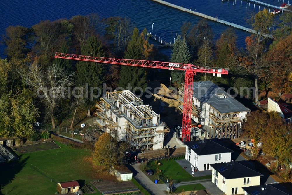 Aerial photograph Schorfheide OT Altenhof - View of the new construction project Sports and wellness hotel Werbellinsee in the district Altenhof in Schorfheide in the state Brandenburg