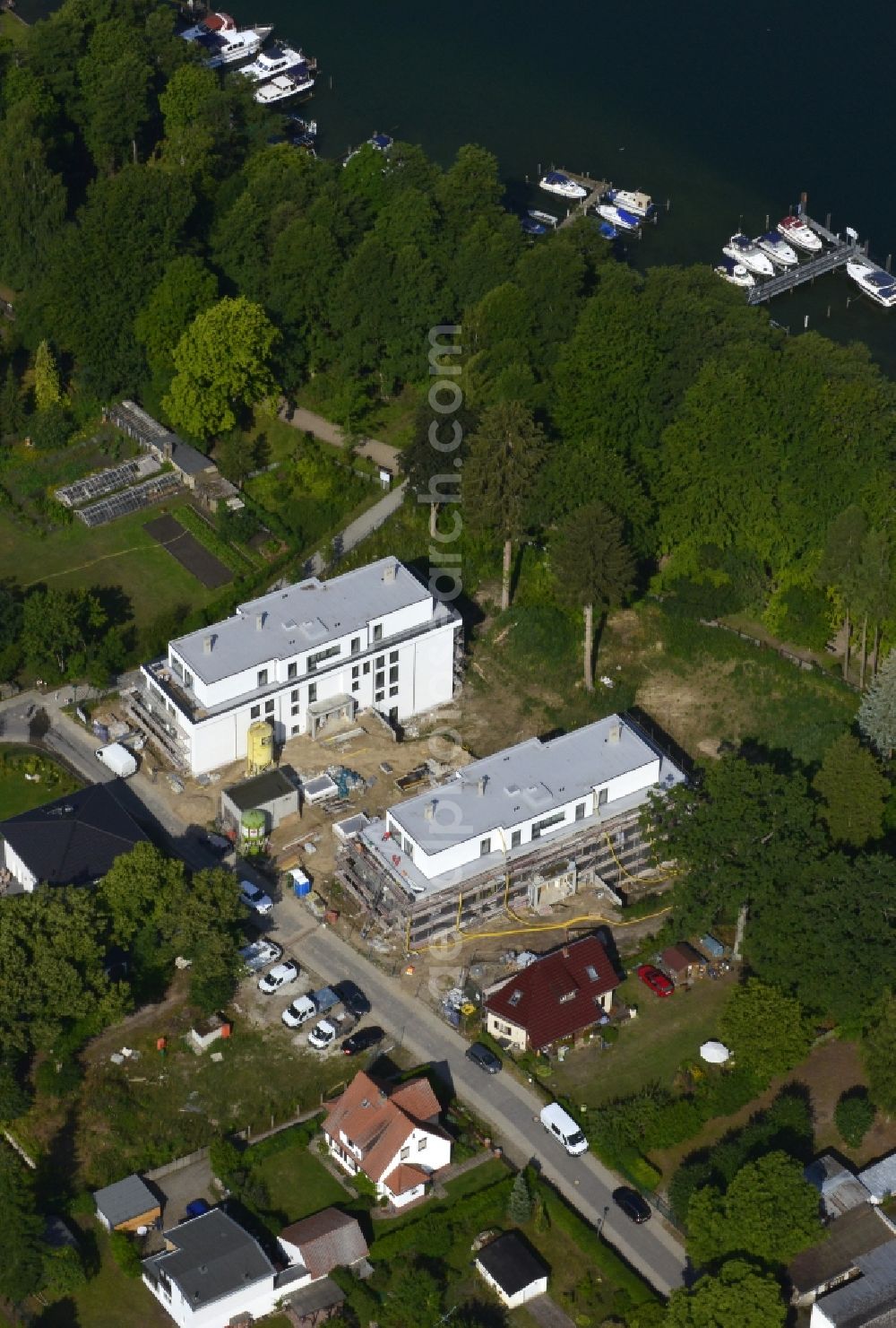 Aerial photograph Altenhof, Schorfheide - View of the new construction project Sports and wellness hotel Werbellinsee in the district Altenhof in Schorfheide in the state Brandenburg