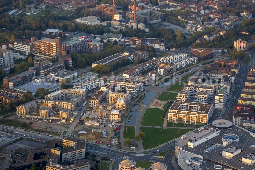 Essen from above - View of the new construction project Universitaetsviertel - Gruene Mitte Essen in the state North Rhine-Westphalia