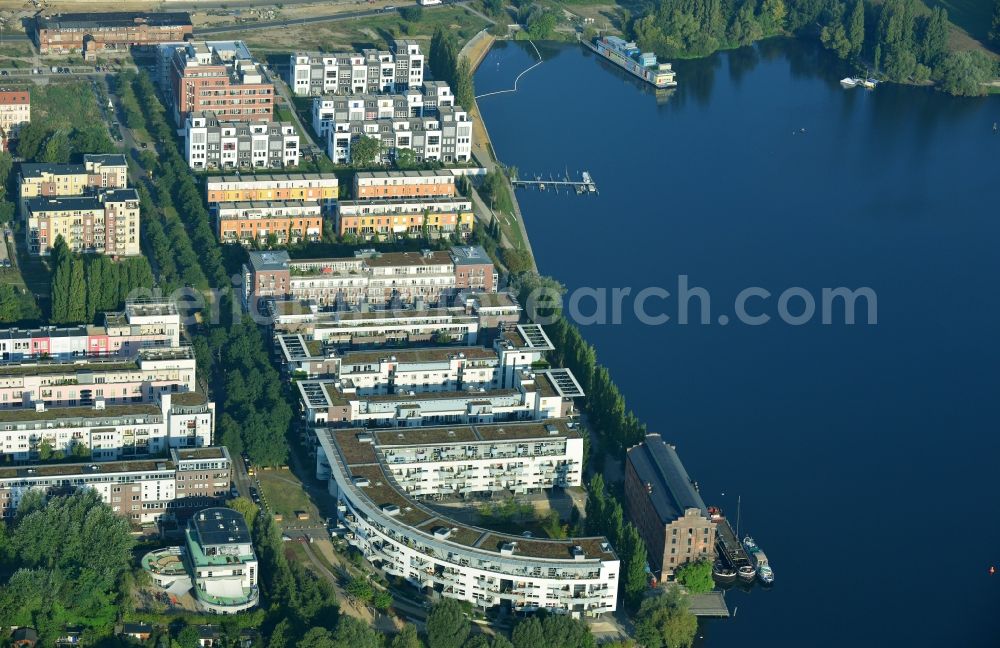 Aerial image Berlin-Friedrichshain - View of a residential area in Stralau in Berlin Friedrichshain