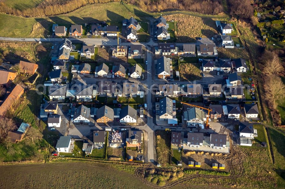 Aerial photograph Hamm OT Bockum-Hövel - New construction of single family homes in the street Am Eversbach in the construction area Schulze - Everding in the district Bockum-Hoevel of Hamm in the state North Rhine-Westphalia