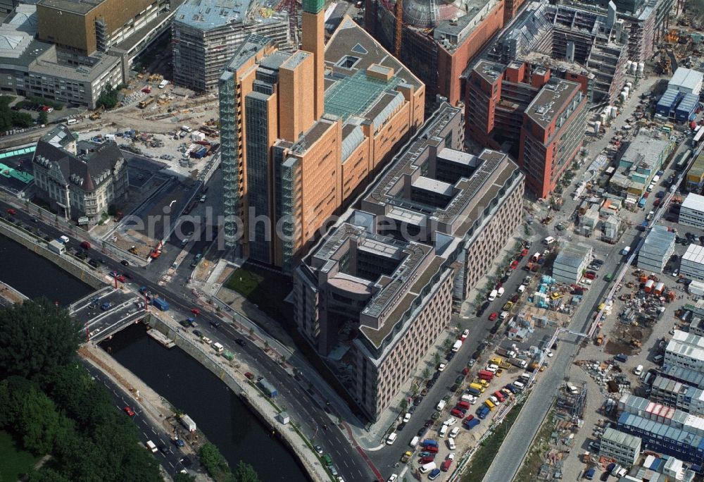 Aerial image Berlin Lichtenberg - New buildings at the Federal Association of German Cooperative Banks BVR eV and the debis house in the Quartier Daimler at Potsdamer Platz in Berlin