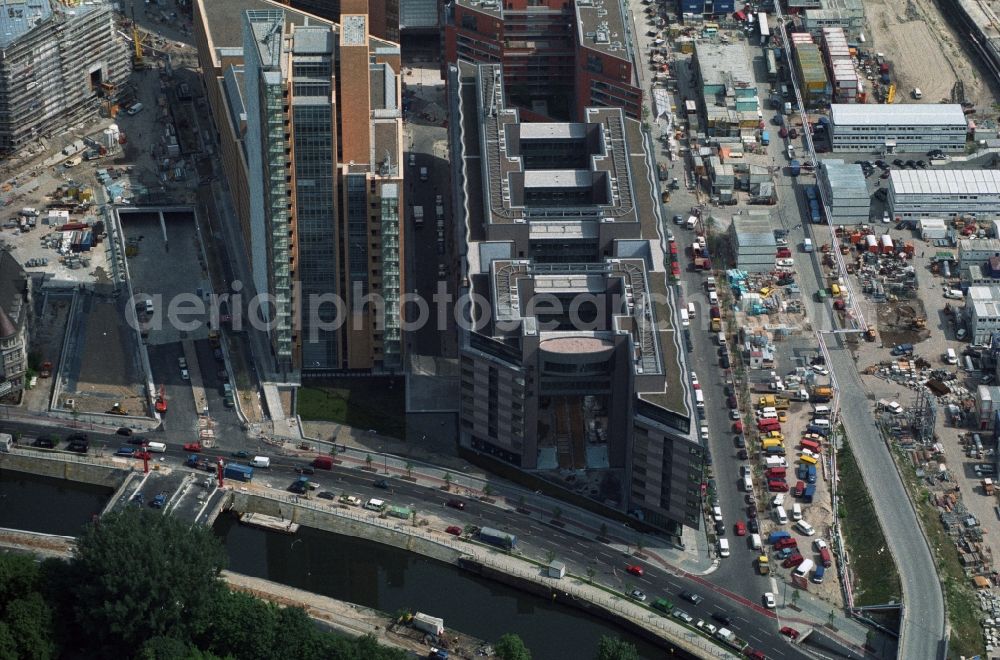 Berlin Lichtenberg from above - New buildings at the Federal Association of German Cooperative Banks BVR eV and the debis house in the Quartier Daimler at Potsdamer Platz in Berlin