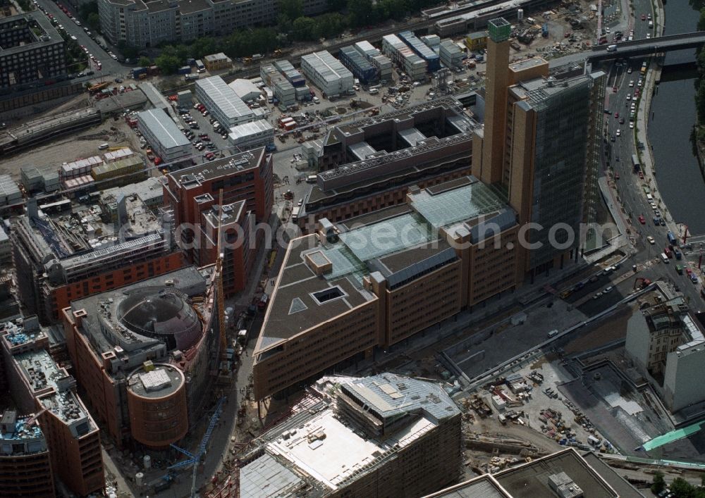 Aerial image Berlin Lichtenberg - New buildings at the Federal Association of German Cooperative Banks BVR eV and the debis house in the Quartier Daimler at Potsdamer Platz in Berlin