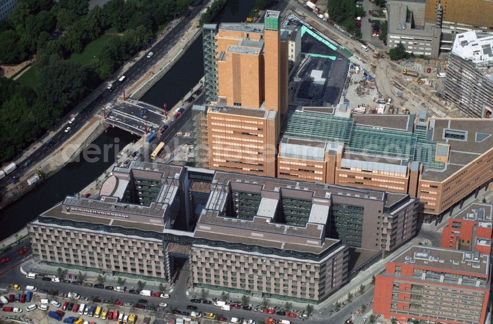 Berlin Lichtenberg from above - New buildings at the Federal Association of German Cooperative Banks BVR eV and the debis house in the Quartier Daimler at Potsdamer Platz in Berlin