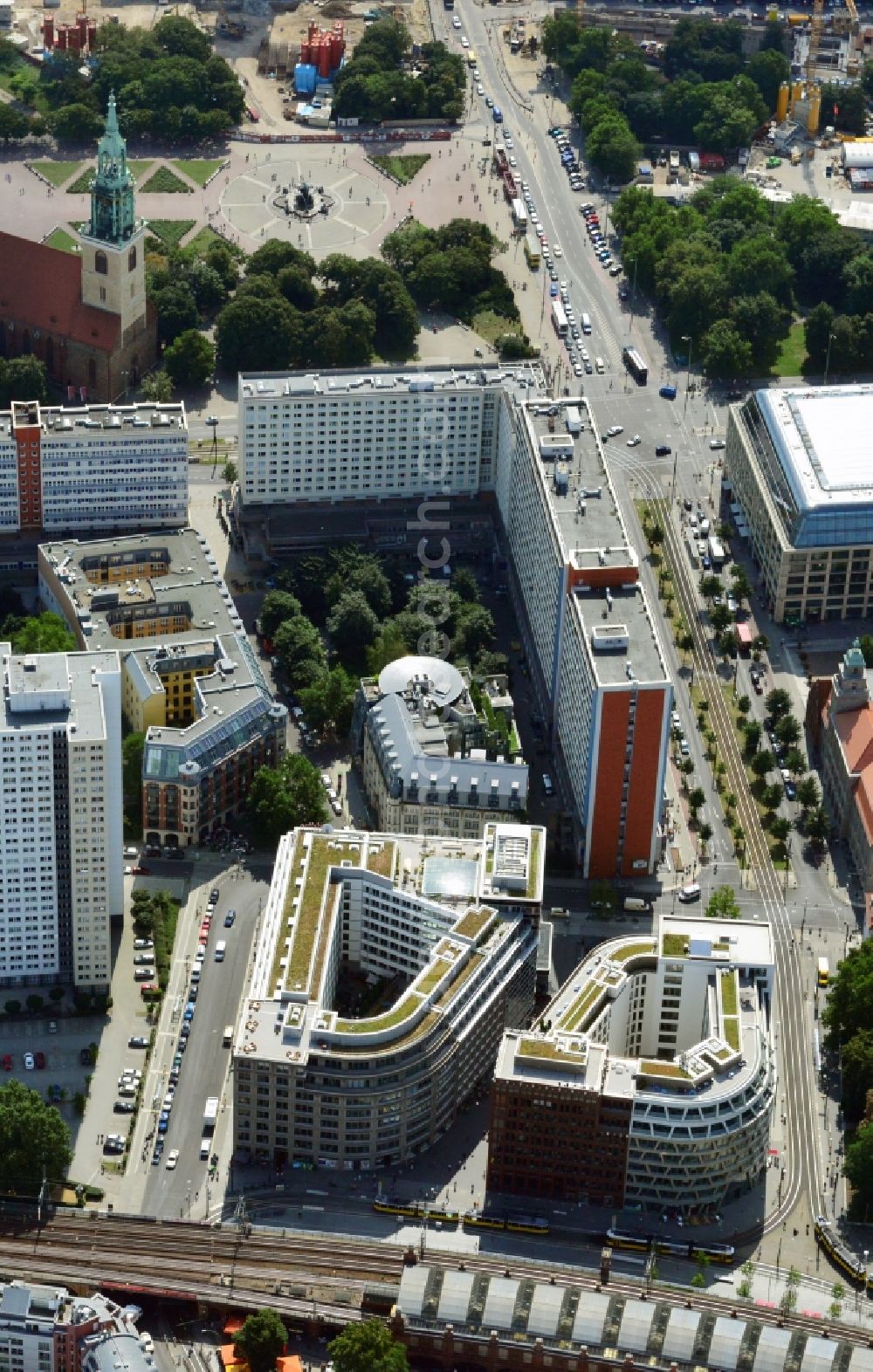 Aerial image Berlin - View Hackescher quarters, a new office and commercial complex in the middle. Investor is the investment company Hackesches Quarter mbH & Co. KG