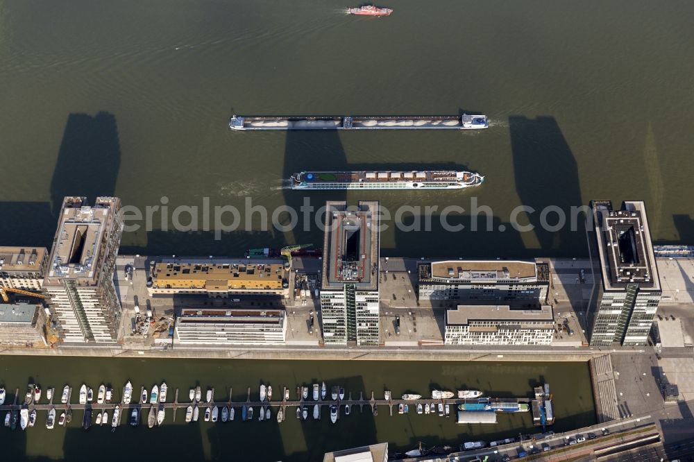 Köln from above - New construction of houses on the crane Rheinauhafen on the banks of the Rhine in Cologne in North Rhine-Westphalia