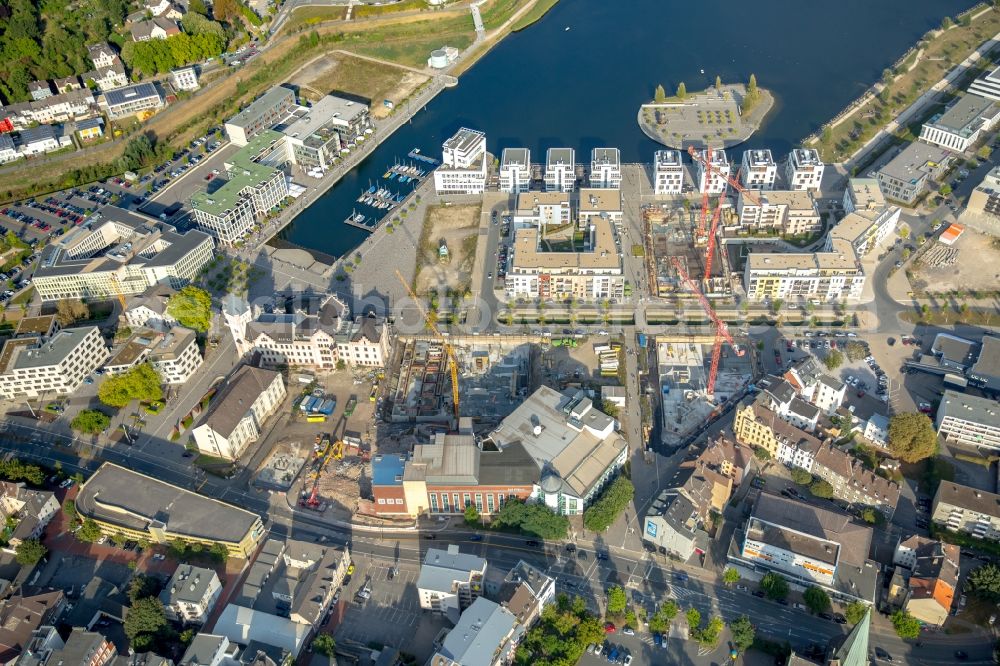 Aerial photograph Dortmund - New residential buildings at the lake Phoenixsee beneath the roads Hoerder-Bach-Allee and Am Kai in Dortmund in North Rhine-Westphalia