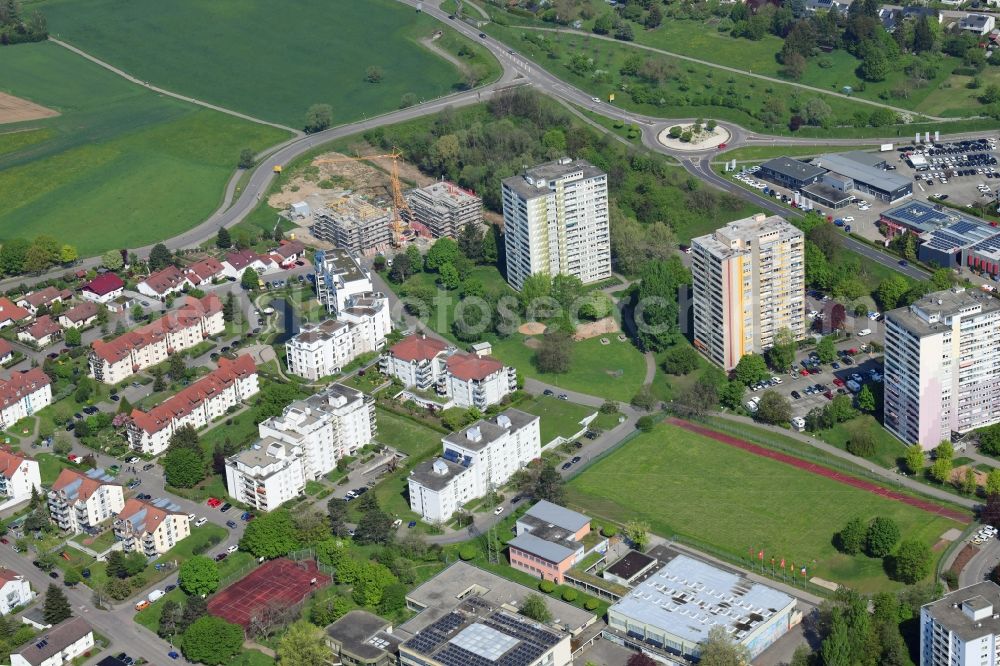 Aerial photograph Rheinfelden (Baden) - Residential area of the multi-family house settlement on Fecampring with high-rise buildings in Rheinfelden (Baden) in the state Baden-Wurttemberg, Germany