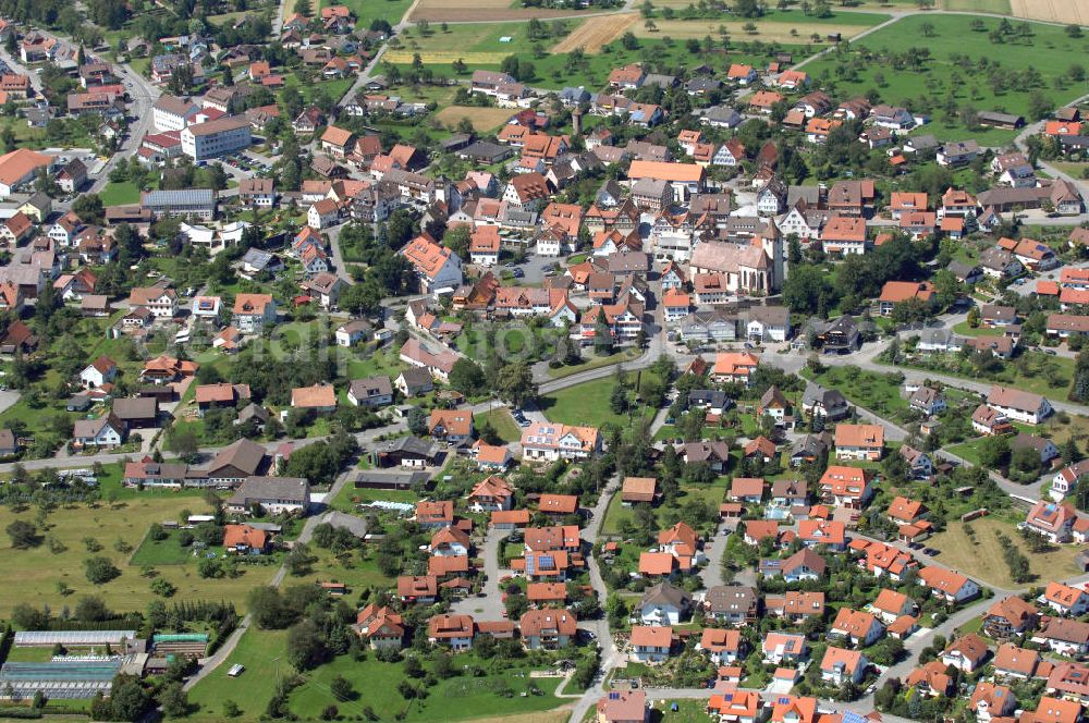 Aerial photograph Neubulach - Neubulach mit Stadtkirche. Dieser Luftkurort kiegt im Nordschwarzwald und ist der erste Ort in Deutschland mit staatlich anerkanntem Heilstollen-Kurbetrieb.