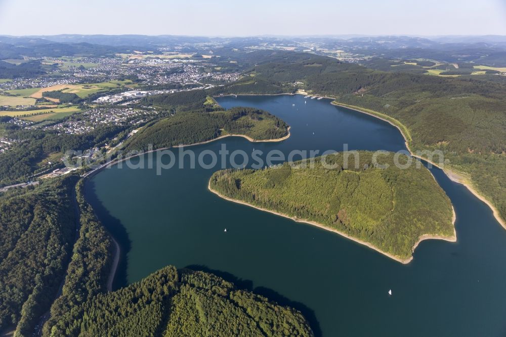 Aerial photograph Attendorn - The lake Bigge in North Rhine-Westphalia