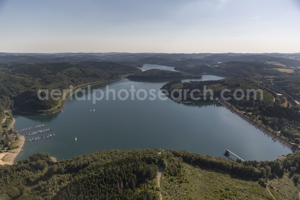 Attendorn from the bird's eye view: The lake Bigge in North Rhine-Westphalia