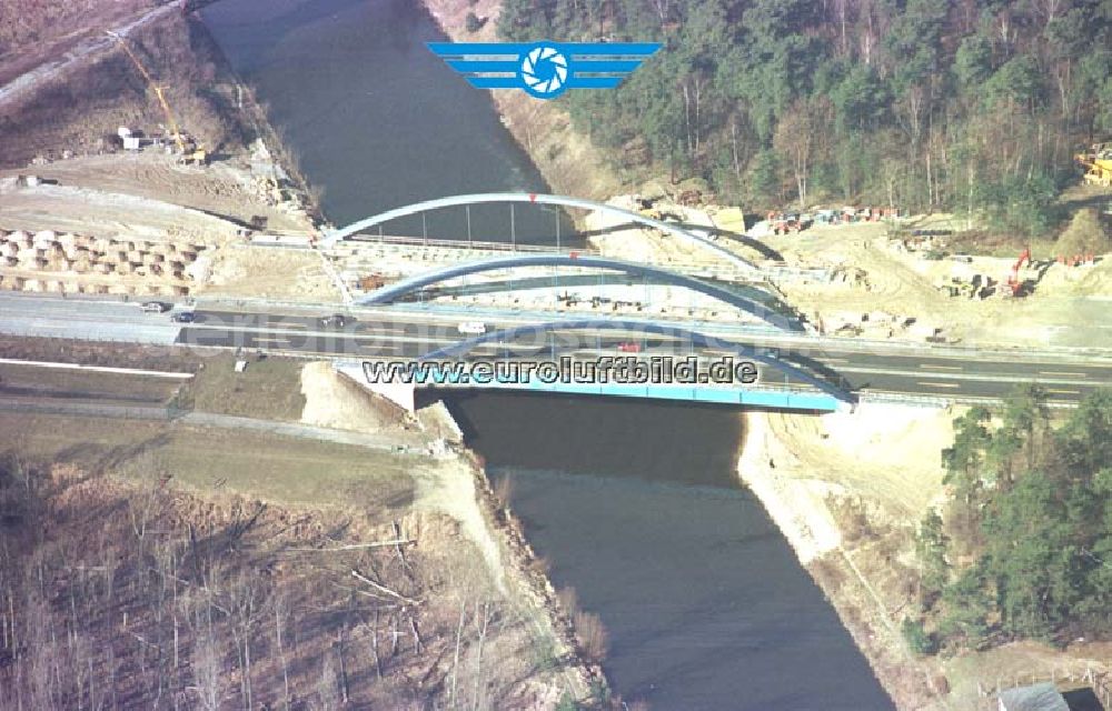 Potsdam Drewitz from the bird's eye view: Neue Autobahnbrücke über den Teltowkanal bei Drewitz - Babelsberg