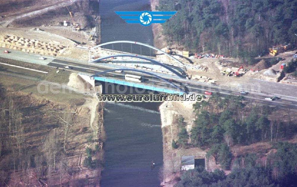 Aerial image Potsdam Drewitz - Neue Autobahnbrücke über den Teltowkanal bei Drewitz - Babelsberg