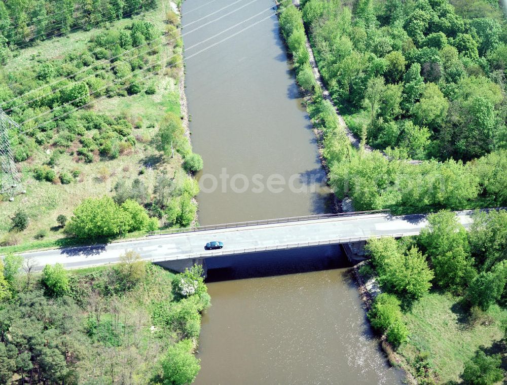 Aerial photograph Wusterwitz / BRB - Neue Brücke über den Elbe-Havel-Kanal bei Wusterwitz im Rahmen der Ausgleichs- und Ersatzmaßnahmen am Wasserstraßenkreuz Magdeburg / Elbe-Havel-Kanal. Ein Projekt des Wasserstraßenneubauamtes Magdeburg