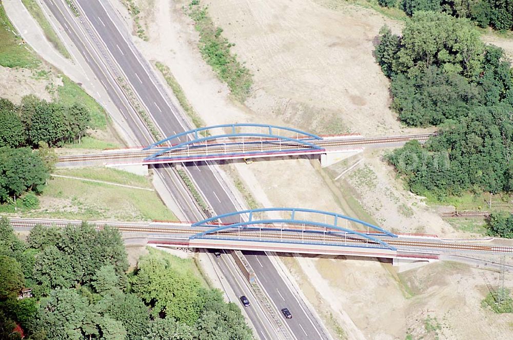 Aerial photograph Neuenhagen / Brandenburg - neue Eisenbahnbrücke über den östlichen Berliner Ring Neuenhagen