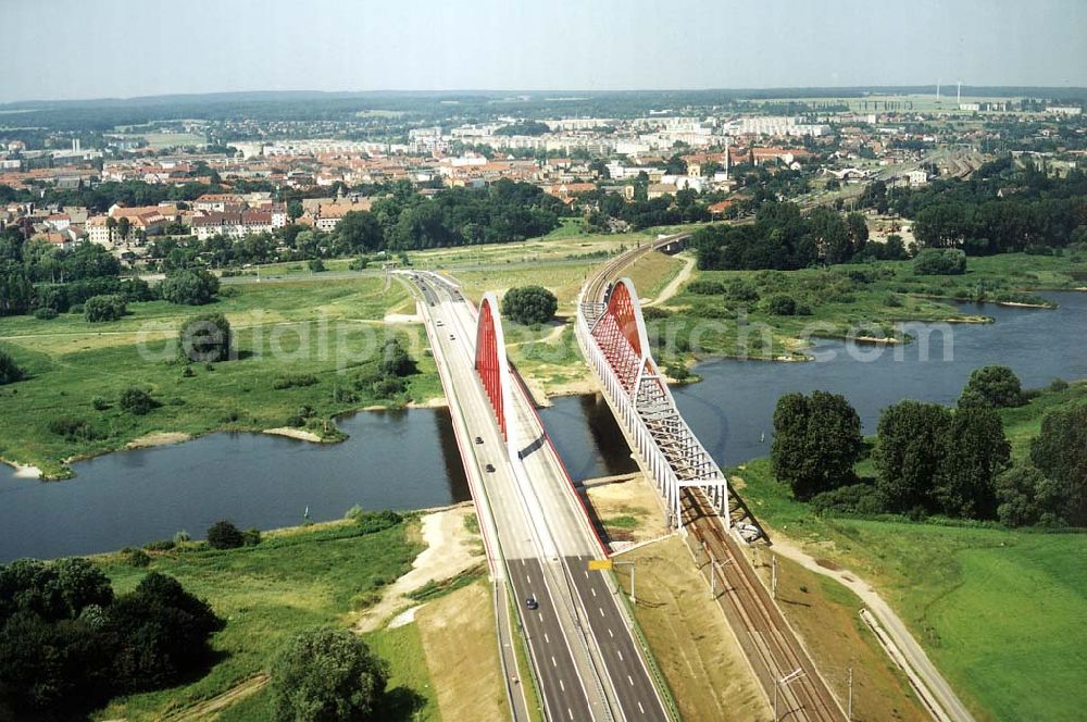 Aerial image Wittenberg - Neue Elbbrücke am südlichen Stadtrrand von Wittenberg / BRB