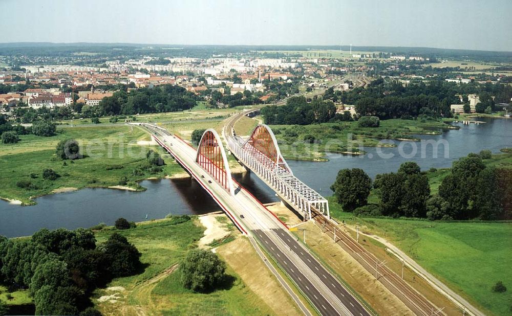 Aerial photograph Wittenberg - Neue Elbbrücke am südlichen Stadtrrand von Wittenberg / BRB