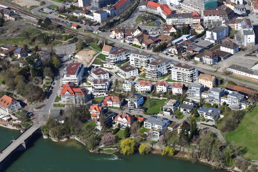 Aerial photograph Rheinfelden (Baden) - New residential area of a multi-family housing development Wohnen am Adelberg with a view of the Rhine in Rheinfelden (Baden) in the state of Baden-Wuerttemberg, Germany