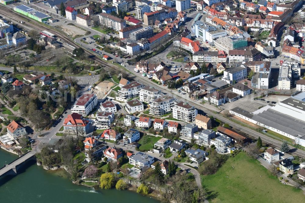 Aerial image Rheinfelden (Baden) - New residential area of a multi-family housing development Wohnen am Adelberg with a view of the Rhine in Rheinfelden (Baden) in the state of Baden-Wuerttemberg, Germany