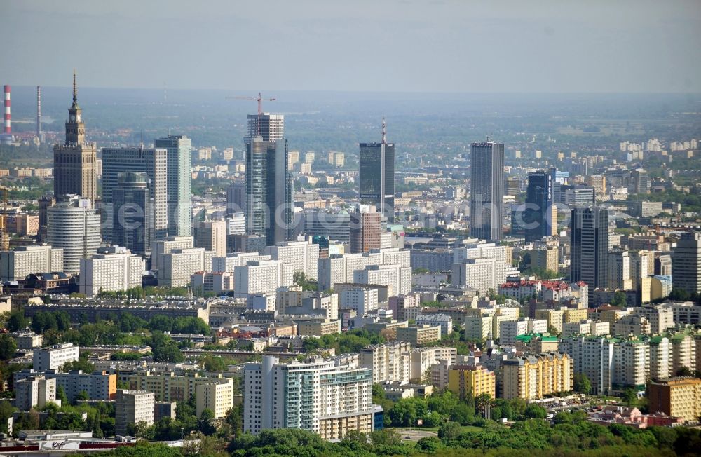 Aerial image Warschau - Cityscape from the new skyline of the polish capital metropolis Warsaw in Poland