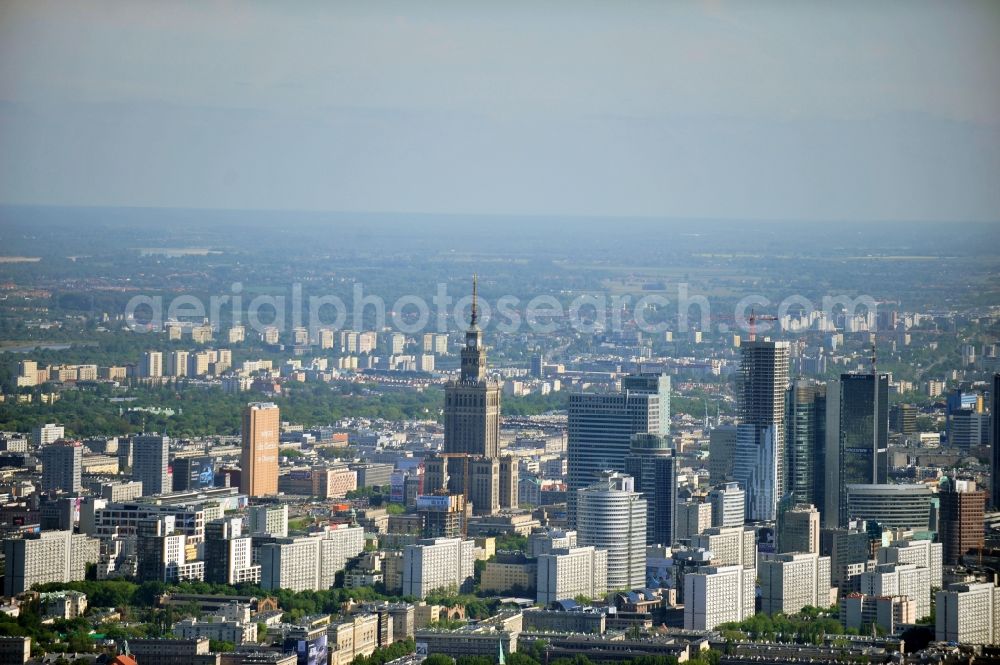 Aerial image Warschau - Cityscape from the new skyline of the polish capital metropolis Warsaw in Poland