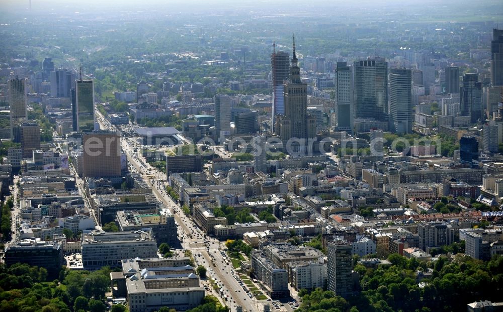 Warschau / Warszawa from above - Cityscape from the new skyline of the polish capital metropolis Warsaw in Poland