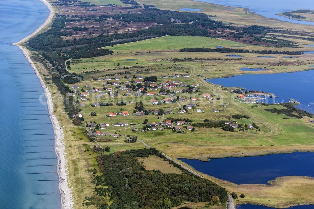 Insel Hiddensee from above - Neuendorf on the island Hiddensee in the state Mecklenburg - Western Pomerania