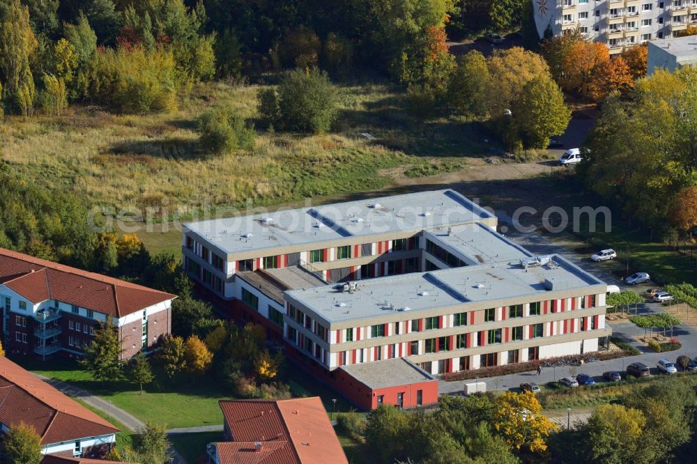 Greifswald from the bird's eye view: View at the BBW Berufsbildungswerk in Greifswald in the federal state Mecklenburg-Vorpommern. The BBW Greifswald is a specialized facility for vocational preparation and training of young people with disabilities. It is operated by the BerufsBildungsWerk Greifswald gGmbH