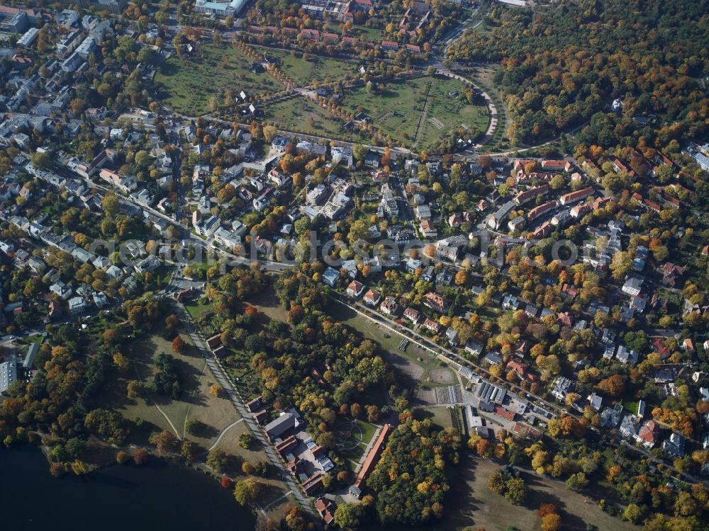 Potsdam from the bird's eye view: View of the park Neuer Garten in Potsdam in the state Brandenburg