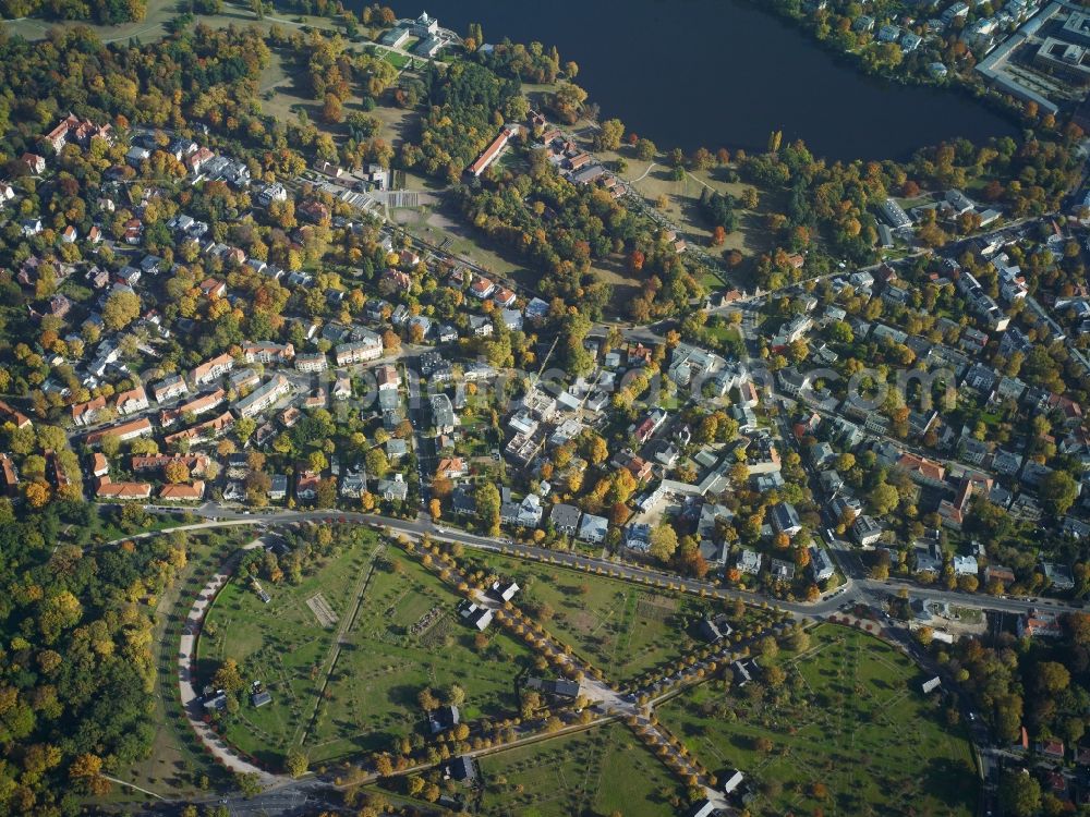 Potsdam from the bird's eye view: View of the park Neuer Garten in Potsdam in the state Brandenburg