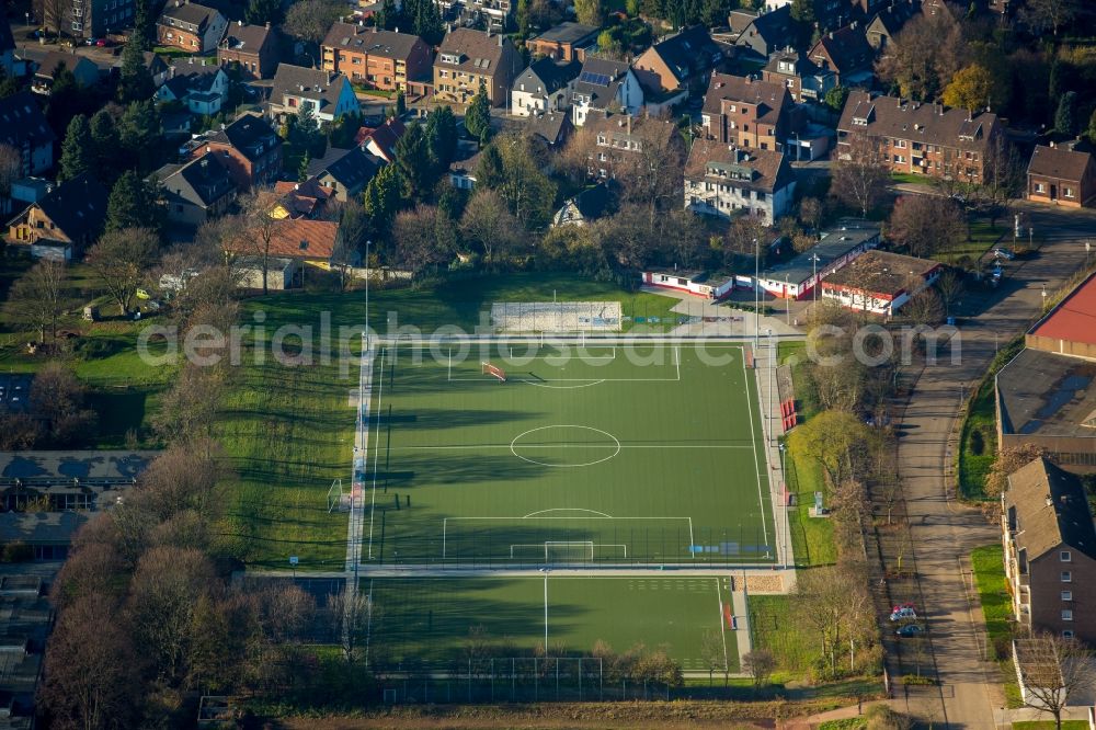 Oberhausen from the bird's eye view: New football pitch on Dachsstrasse in Oberhausen in the state of North Rhine-Westphalia