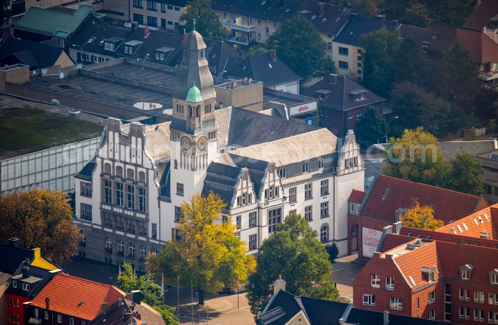 Gladbeck from above - View of the new and the old townhall in Gladbeck in the state of North Rhine-Westphalia