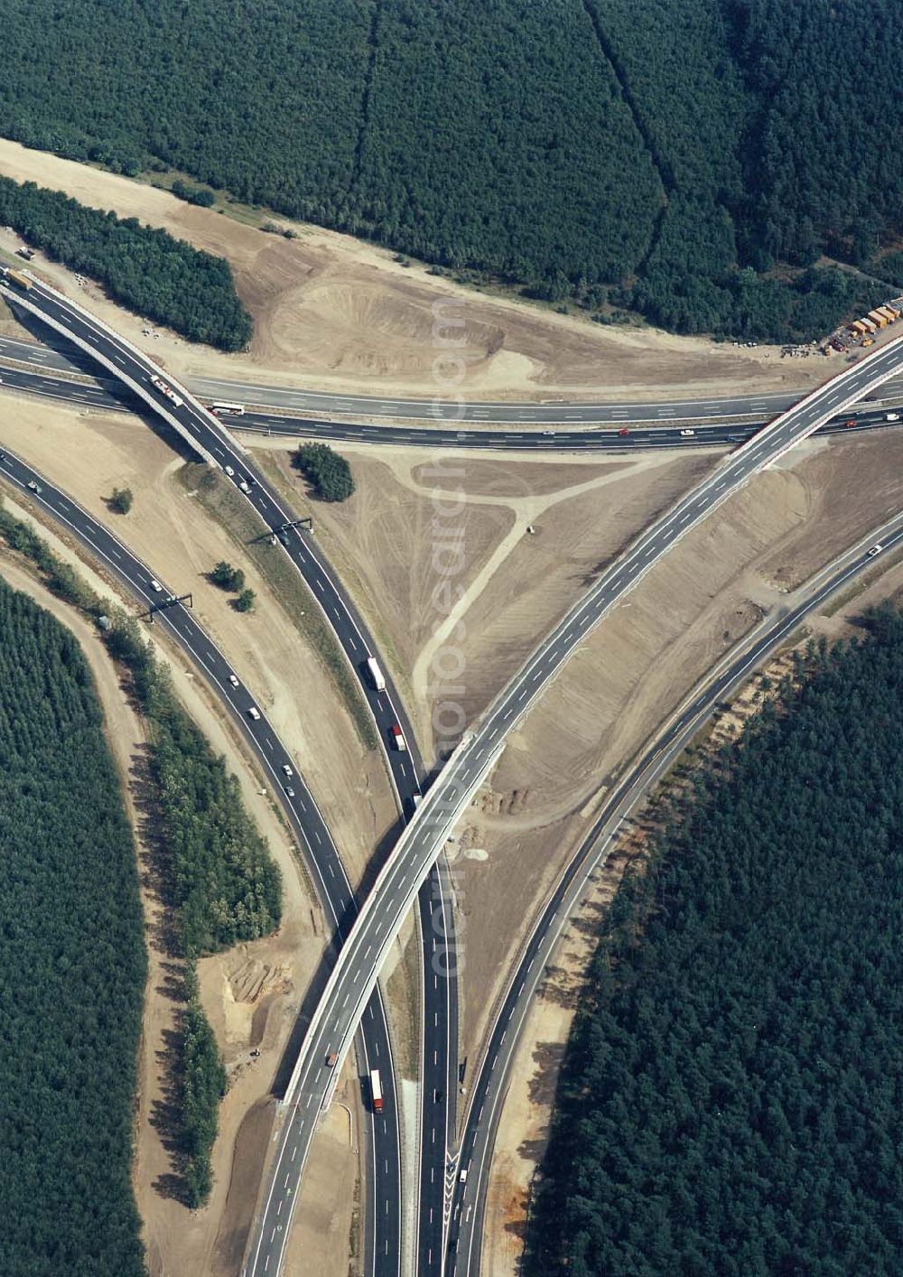 Aerial photograph Michendorf bei Potsdam - Neues Autobahnkreuz Michendorf - Potsdam