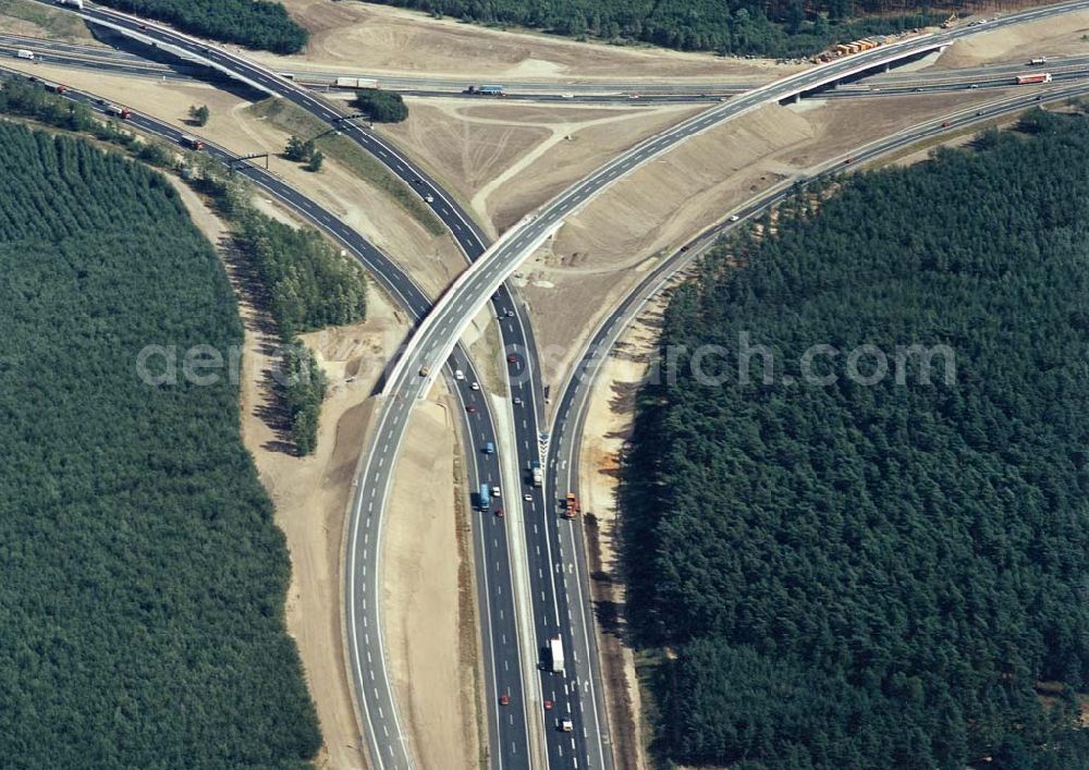 Aerial image Michendorf bei Potsdam - Neues Autobahnkreuz Michendorf - Potsdam