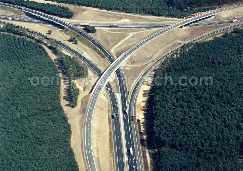 Aerial photograph Michendorf bei Potsdam - Neues Autobahnkreuz Michendorf - Potsdam