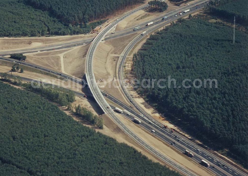 Aerial photograph Michendorf bei Potsdam - Neues Autobahnkreuz Michendorf - Potsdam