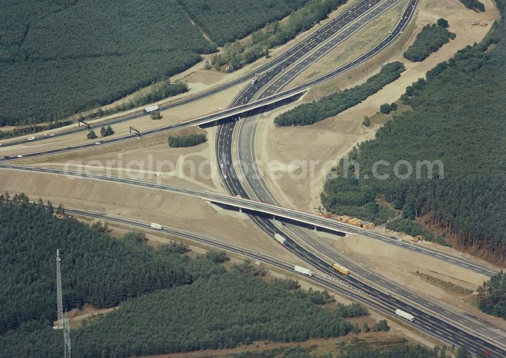 Aerial image Michendorf bei Potsdam - Neues Autobahnkreuz Michendorf - Potsdam