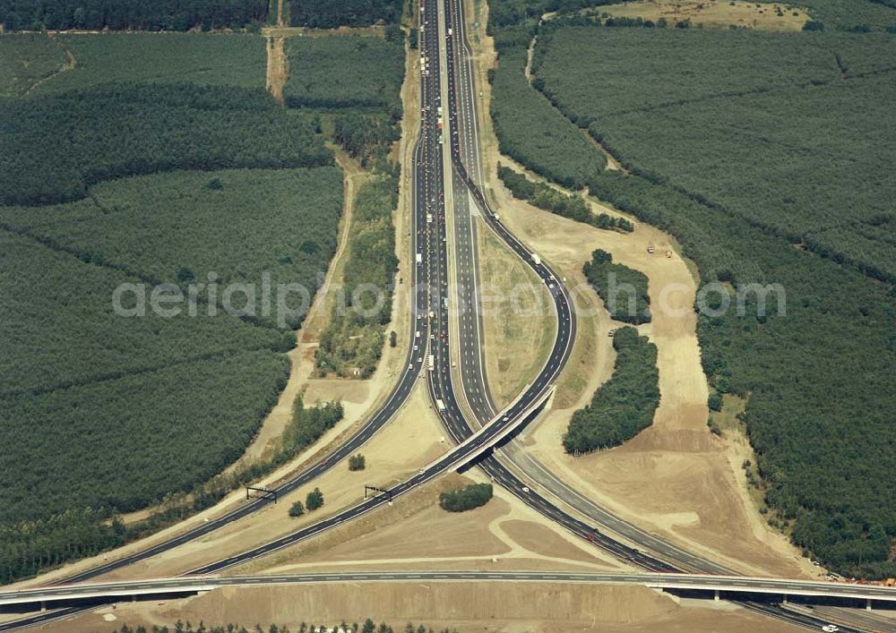 Aerial photograph Michendorf bei Potsdam - Neues Autobahnkreuz Michendorf - Potsdam