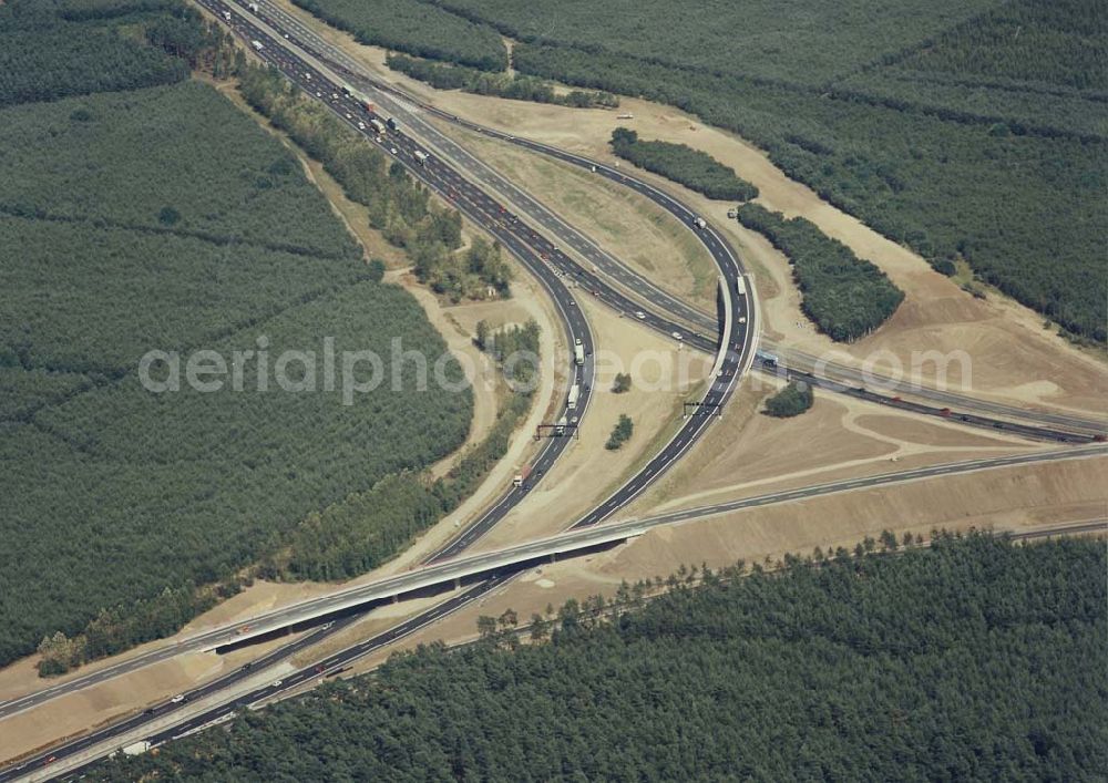 Michendorf bei Potsdam from above - Neues Autobahnkreuz Michendorf - Potsdam