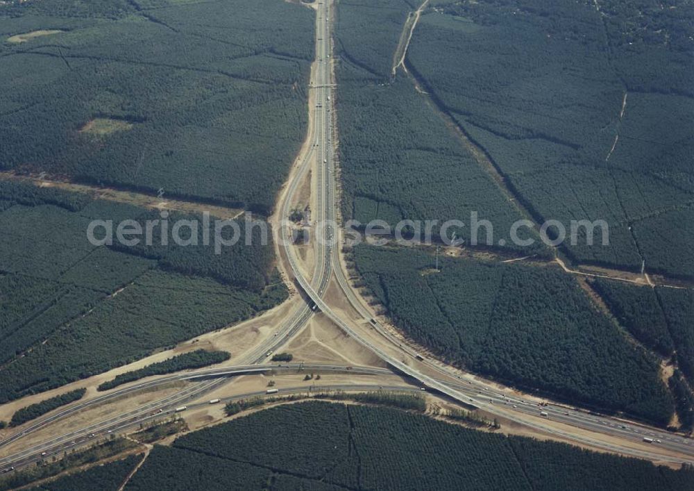 Michendorf bei Potsdam from the bird's eye view: Neues Autobahnkreuz Michendorf - Potsdam