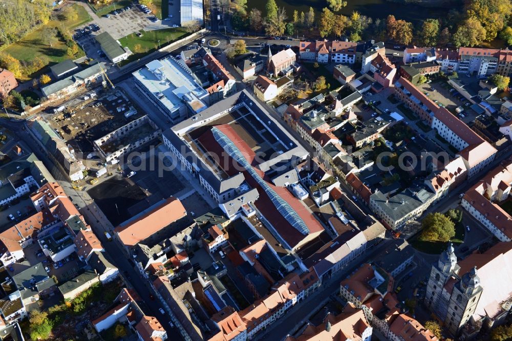 Aerial image Wittenberg - View of the construction site of the shopping center Arsenal between the Arsenal square and the market place in the inner city of Wittenberg. Project developers are MIB AG and the OFB Development GmbH