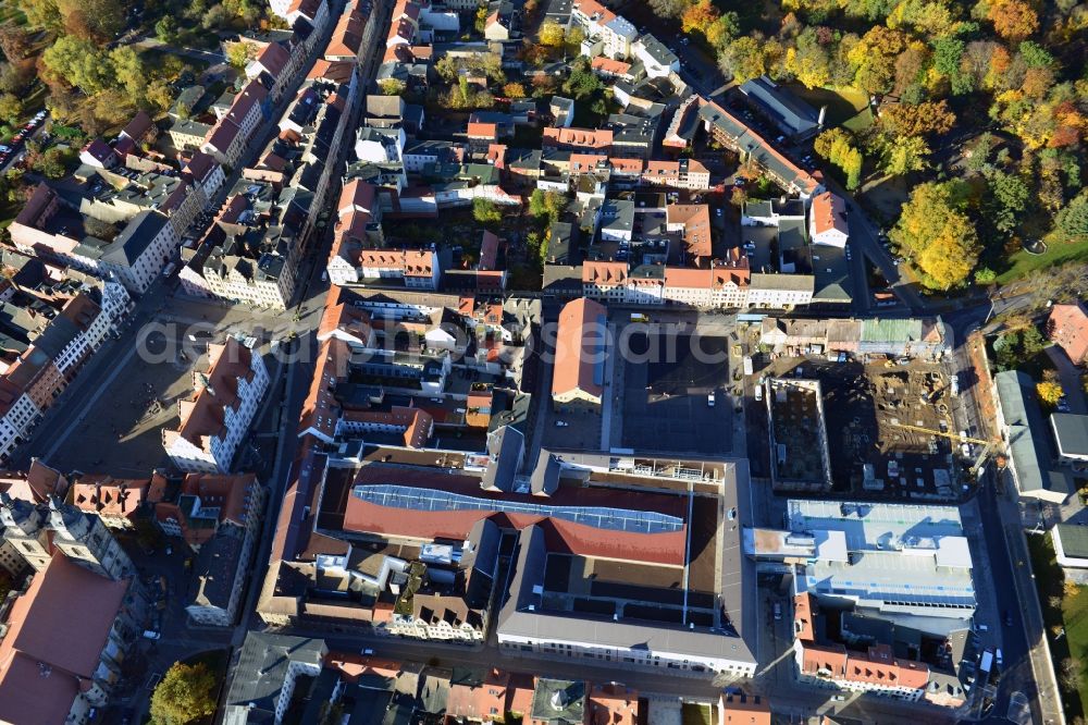 Aerial image Wittenberg - View of the construction site of the shopping center Arsenal between the Arsenal square and the market place in the inner city of Wittenberg. Project developers are MIB AG and the OFB Development GmbH