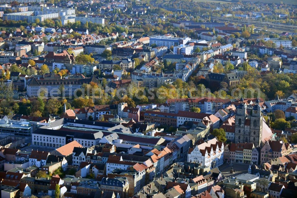 Wittenberg from above - View of the construction site of the shopping center Arsenal between the Arsenal square and the market place in the inner city of Wittenberg. Project developers are MIB AG and the OFB Development GmbH